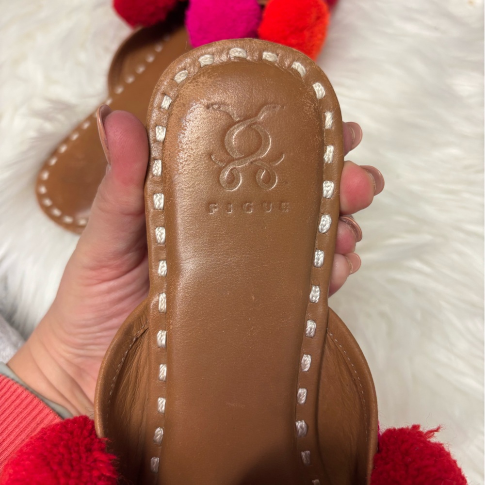 | Anthropologie Figue | Pom Pom Ethnic Beaded Embroidered Flat mules. Size 9. - Picture 4 of 4